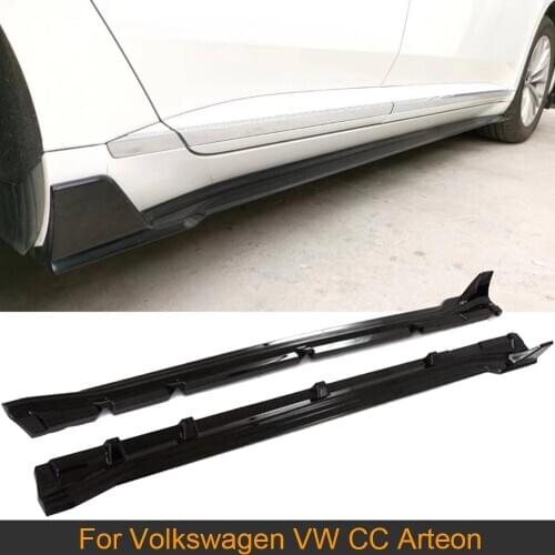 ABS Glossy Black Car Side Skirts Body kits For Volkswagen VW CC Arteon 2019 2020 Side Bumper Skirts Extention Lip Chin Spoiler