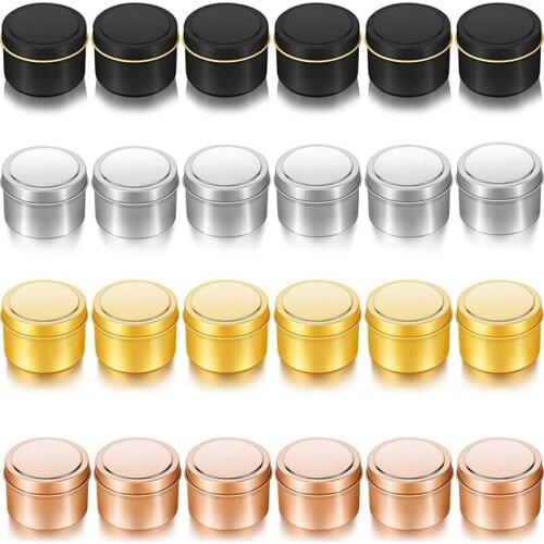 Promotion! 24 Pieces Candle Tins 4 Oz Candle Jars, Metal Tin Cans DIY Candle Empty Tins Round Candle Containers for Candle Makin