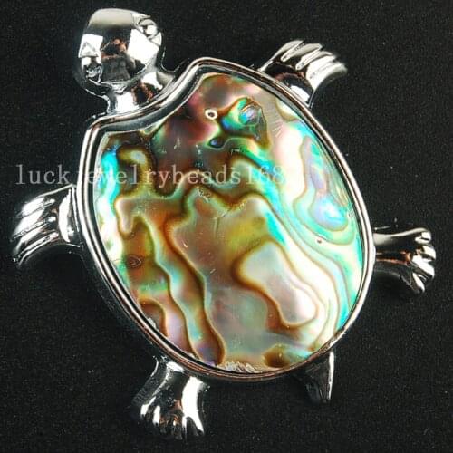 Free Shipping Fashion Jewelry 35x40mm New Zealand Abalone Shell Art Turtle Pendant Bead 1pcs C3702