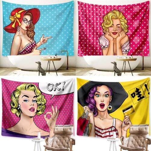 Cartoon girl bohemian decor urban outfitters tapestry wall home decor art tapestry tapestry witchcraft tye dye tapestry Hippie