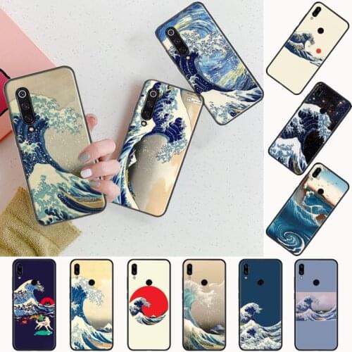 The Great Wave off Kanagawa Japanese Phone Case black For Xiaomi Redmi mi note 7 8t 9 9t 9s 8 10 10t 11 pro lite K20 max 3