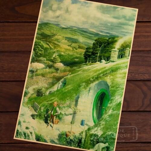 The hobbit Hometown Garden Lord of Ring Middle Earth Retro Decorative Poster DIY Wall Canvas Sticker Home Bar Posters Home Decor