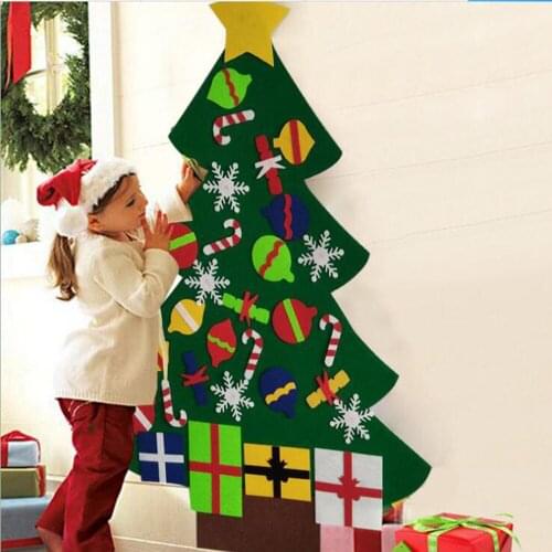 Kids DIY Felt Christmas Tree With Ornaments Children Christmas Gifts For 2019 New Year Door Wall Hanging Xmas Decoration