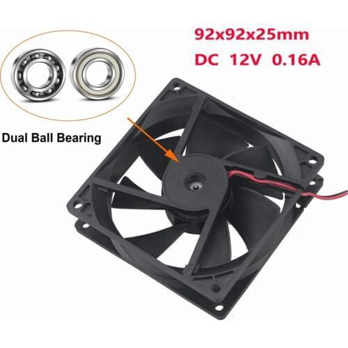 Gdstime 2 Pcs DC 12V 9cm 9225 90mm 2Pin Ball Bearing Compter CPU Radiator Cooler Brushless Cooling Fan 92mm 90mm*90mm*25mm