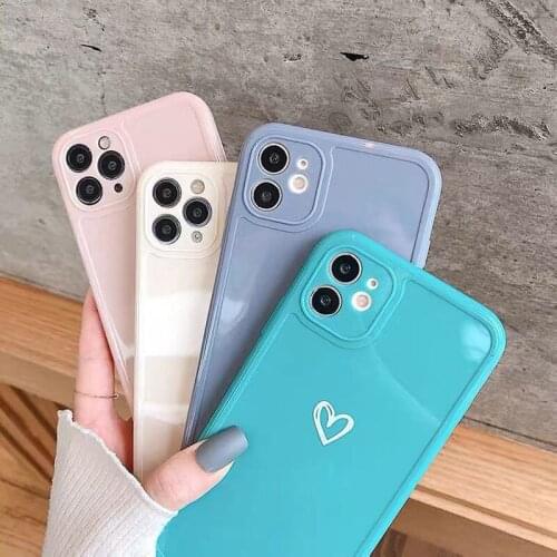 Gimfun Candy Color Love Heart Phone Case for iPhone 12 Pro Max 11 7 8 Plus X XR XS Max Shockproof Simple Soft Tpu Back Cover