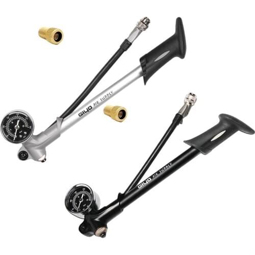 GIYO 300 PSI Air Inflator Bicycle Bike Pump Fork Shock Psi/Bar Gauge Bleeder Fits Schrader with Presta Valve