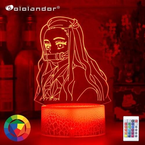 Kimetsu No Yaiba Nezuko Kamado Figure Led Night Light for Bedroom Decor Nightlight Kids Child Table 3d Lamp Demon Slayer Gift