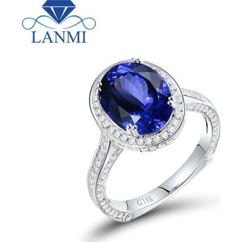 Luxury 18K White Gold Tanzanite Ring Oval 7x9mm For Wife Gift Good Quality Gemstone Fine Jewelry Luxury Diamond YWR0054