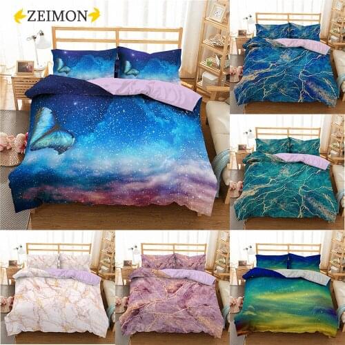 ZEIMON 3D Printed Starry Sky Bedding Set Beautiful Marble Duvet Cover with Pillowcase Quilt Cover set Queen King Size