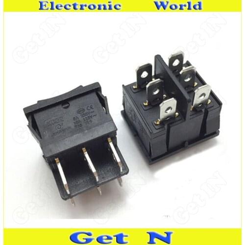 20pcs KCD2-203 21*25mm Rocker Switch Power Switches Buttons Black Color 6Pins 3Files