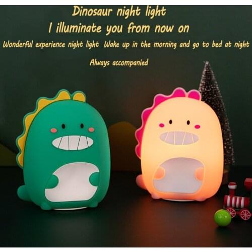 Mini Dinosaur Neon Lamp Pat Silicone USB Charging For Sleeping Bedside Light Children And Students Bedroom Deco