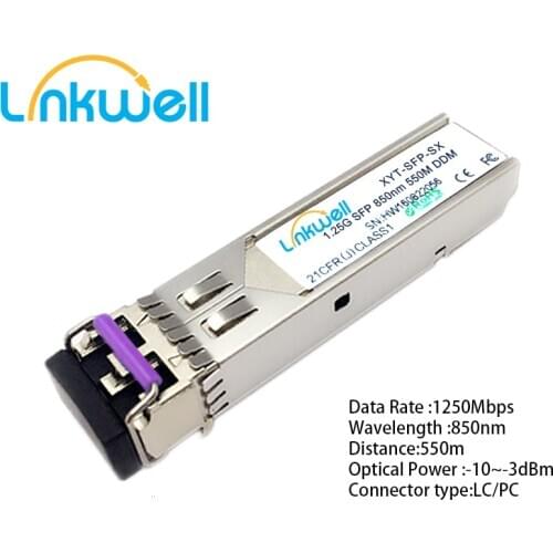 LC SFP Module 1000Mbps 1.25Gbs SFP 850nm 550m MM Multimode Gigabit Compatible DDM Transceiver Module SFP LC Interface