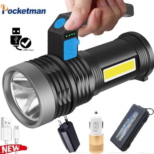8000 Lumen LED Flashlight Long Shot Use USB Rechargeable 4 Modes Camping Lantern Waterproof Searchlight Spotlight LED Floodlight