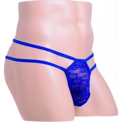 Men Sexy Lace G-String T-Back Briefs Sissy Panties Lingerie Underpants Underwear Low Rise Lace Thong Micro Bikini G String Men