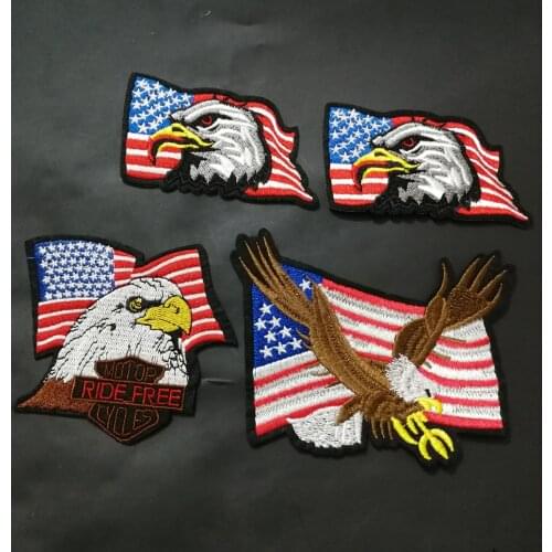 USA Eagles Flag Patches of Embroidered Applique biker Clothing Patch badges with Celestial Funny Large eagle appliques stickers