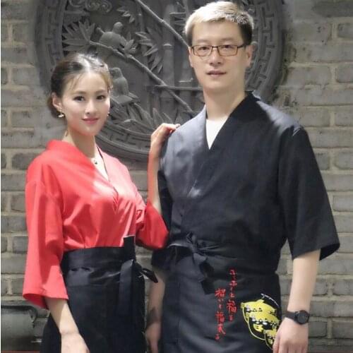 Japanese cuisine Chef shirt Man&Woman Japanese Waitress uniform Kimono Tops