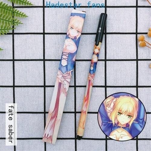 10 sets/lot Anime Fate Stay Night Gel pen Arutoria Pendoragon Saber Ballpoint Pen 0.5 Black refill Pens toy gift