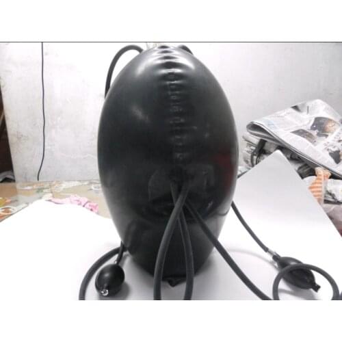 Sexy Black Inflatable Latex Fetish Hood Mask Bondage Breath Control Play with Back Zipper
