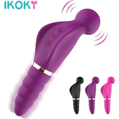 IKOKY Double-Head Vibrator AV Magic Wand Massage Female Masturbation Sex Toys for Women Anus Vagina Stimulator Adult Products