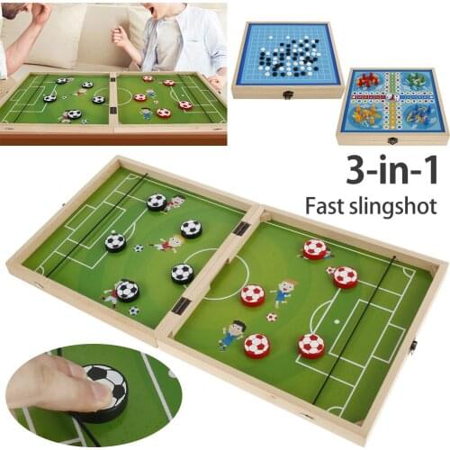 3 in 1 Football Winner Games Chess Foldable Table Hockey Catapult Flying Chess Parent-child Toys Family Party Entertainment Game
