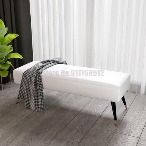 Light luxury wrought iron leather stool, shoe changing stool, bed end stool, rectangular sofa bench, net red clothing store long
