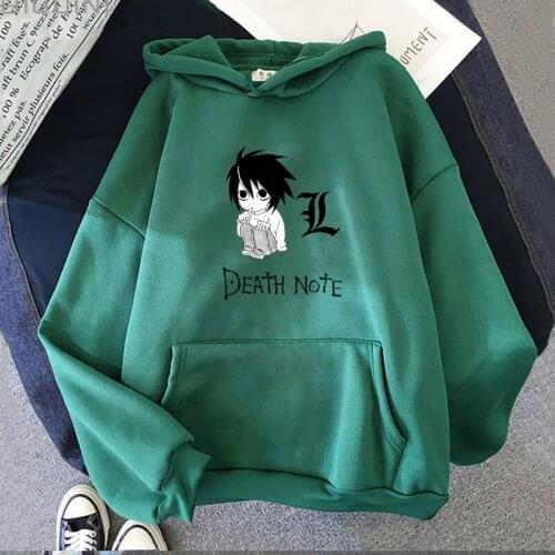 Manga Cartoon Death Note Printed Hoodies Sweatshirts Men / Women Unisex Long Sleeve Pullovers Tracksuits Plus Size Tops
