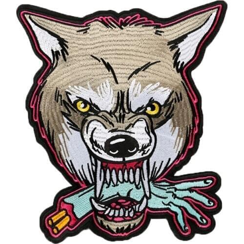 Heavy Metal Rock Punk Patch Evil Wolf Bite Hand Cool Big Morale Badge Apparel Clothes Diy Accessories