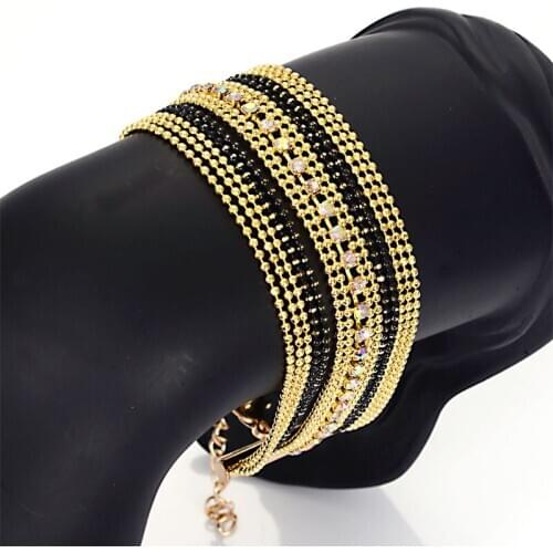 Unique Designed Colorful Multilayers Ball Chain With Lobster Clasp Charm Bracelet For Women Christmas Gifts