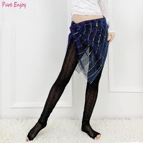 Women Belly dance leggings trousers new net yarn foot pants water ripple practice pants socks bottoms pants