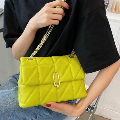Kiwi Green 2021 Fashion Shoulder Bags Women Leather Pu Quilted Bag Female Luxury Handbags Women Bags Designer Sac A Main Femme