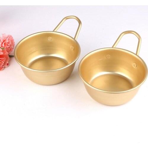 1Pc Aluminum Korean Traditional Round Makgeolli Rice Bowl Wine Cup with Handle