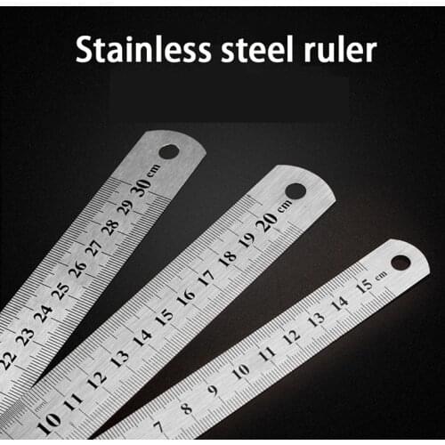 1PC 15-30cm Stainless Steel Metal Straight Ruler Tool Double Sided Measuring Tool practical Use
