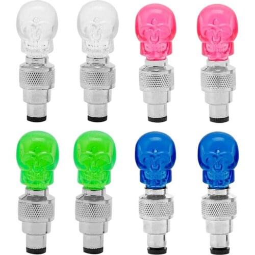 2pcs Skull Shape Valve LED Light Wheel Tyre Lamp For Car Motorbike Bike New