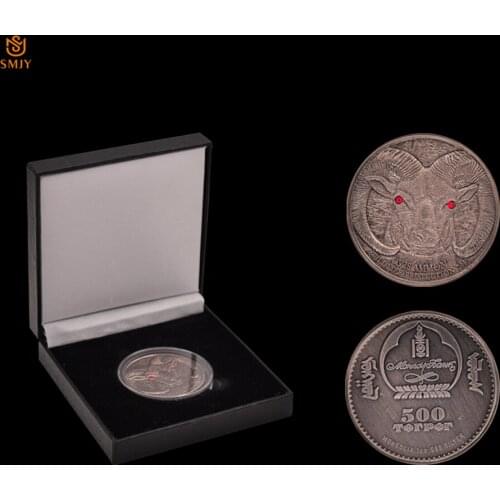 2013 Mongolian Endangered Wildlife Ovis Ammon Antique Silver 1OZ Metal Commemorative Coin Collection W/Lucky Display Box