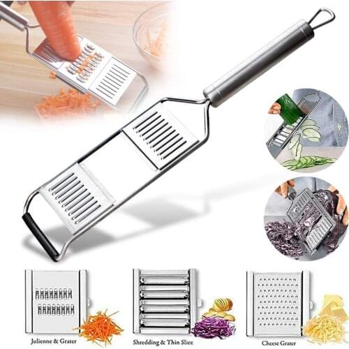 3 In1 Vegetable Slicer Stainless Steel Shredder Cutter Grater Slicer Handheld Grater Adjustable Kitchen Tool For Vegetable Fruit