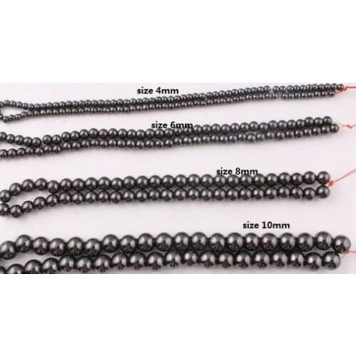 4 6 8 10 MM utu54 Black ball Hematite crystal Beads bracelet necklace diy Jewelry Strand Natural Stone Round loose