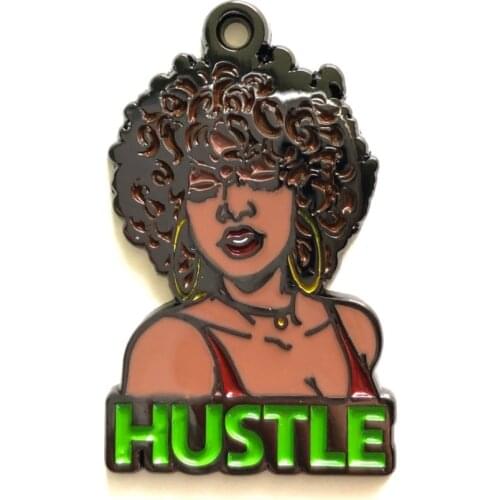 5pcs Black Hustle Girl Inspiring Charms for Handmade Bracelet Making Woman Bangle Necklace Keychain Jewelry Findings Wholesale