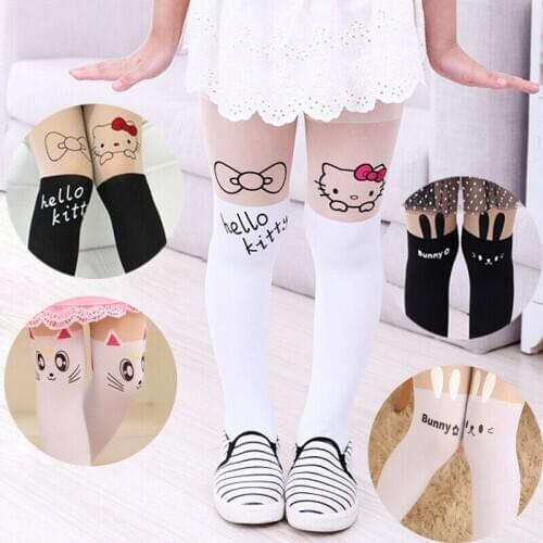 5 Styles Cute Baby Kids Girls Socks Cotton Warm Tights Print Cat Pants Hosiery Pantyhose