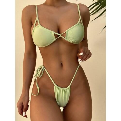 Brazilian Bikinis Set 2021 Mujer Triangle Swimsuit Women Solid Swimwear Female Sexy 2 Pieces Set Bathing Suit Biquini Summer