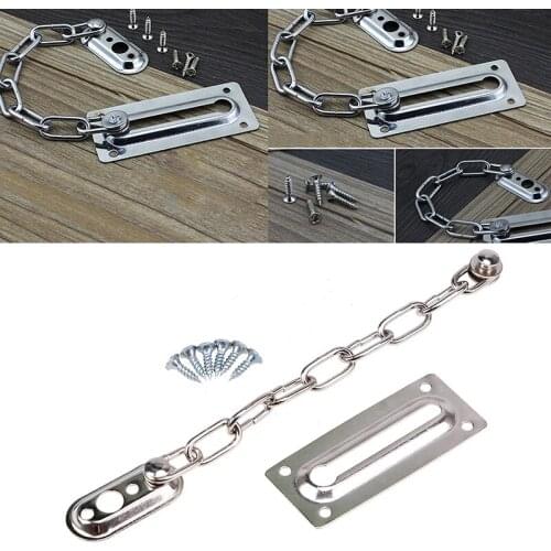 1PC Door Chain Lock Stainless Steel Security Guard Chain Bolt Lock Safety Slide Bolt Cabinet Latch Anti-theft Door Hardware Lock