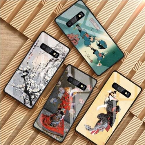 Art Japan Tempered Glass Phone Case For Samsung Galaxy S8 S9 S10 S20 PLUS J8 J6 J4 2018 NOTE 8 9 10 Cover