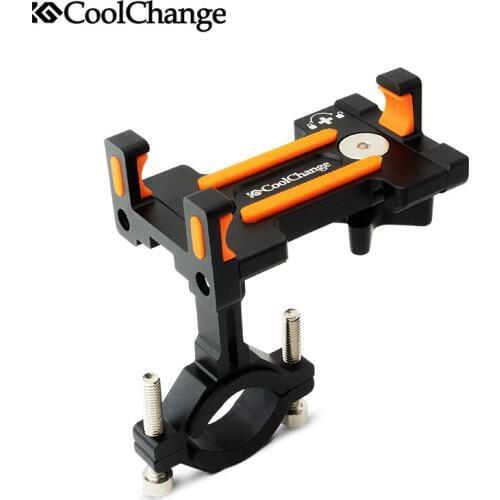 CoolChange Bicycle Phone Stand Aluminum Alloy Shockproof Adjustable Handlebar Clip Stand For iPhone Samsung Mobile Cell Phone