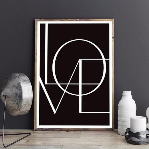 Decorative Printable Canvas Painting Black and White Minimalist Love Wall Art Prints Posters Pictures Living Room Bedroom Decor