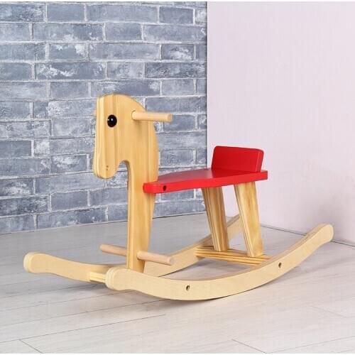 Childrens Solid Wood Trojan Kids Rocking Horse Baby Rocking Chair Ride on Toys for Boys and Girls