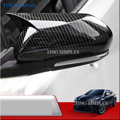 For Toyota Camry 2018 2019 2020 ABS Chromed/Carbon fiber Side Door Rearview Mirror Cover Trims Car styling Accessories 2PCS