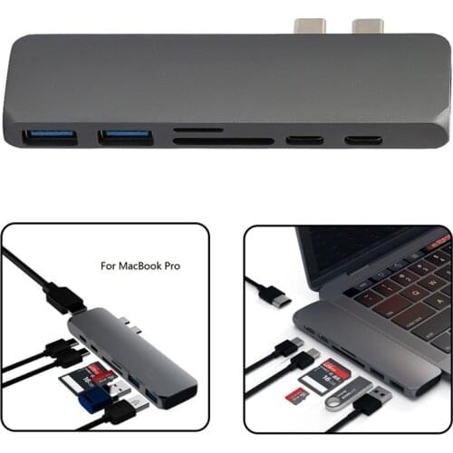 USB C HUB Thunderbolt 3 Dock Type C HUB With HDMI 4k Adapter Dongle combo with USB 3.0 ports Micro SD Card for MacBook Pro USB-C