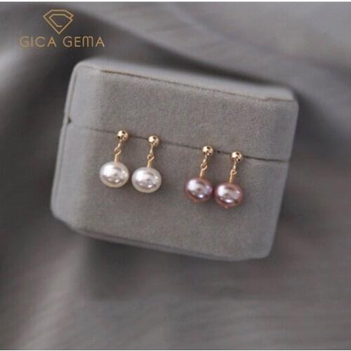 GICA GEMA Classic 925 Sterling Silver 6mm Oval Freshwater Pearl for women Fine Jewelry