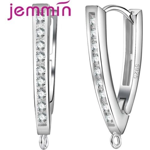 Hot Sale Engrave Ear Jewelry Finding Letter V Crystal 925 Sterling Silver Jewelry Accessores for Women Best Gift