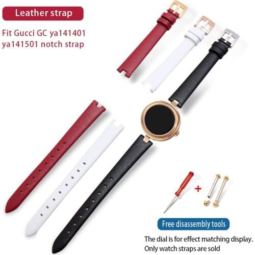 Leather strap suitable for G-C notch ya141501 ya141401 series Gucci womens bracelet watch accessories 12mm 14mm red black white