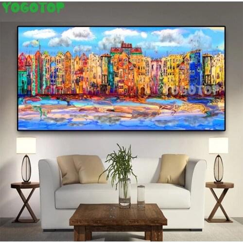 Square Round drill Diamond embroidery Abstract colorful city architecture landscape 5D DIY diamond Painting Cross Stitch YY5183